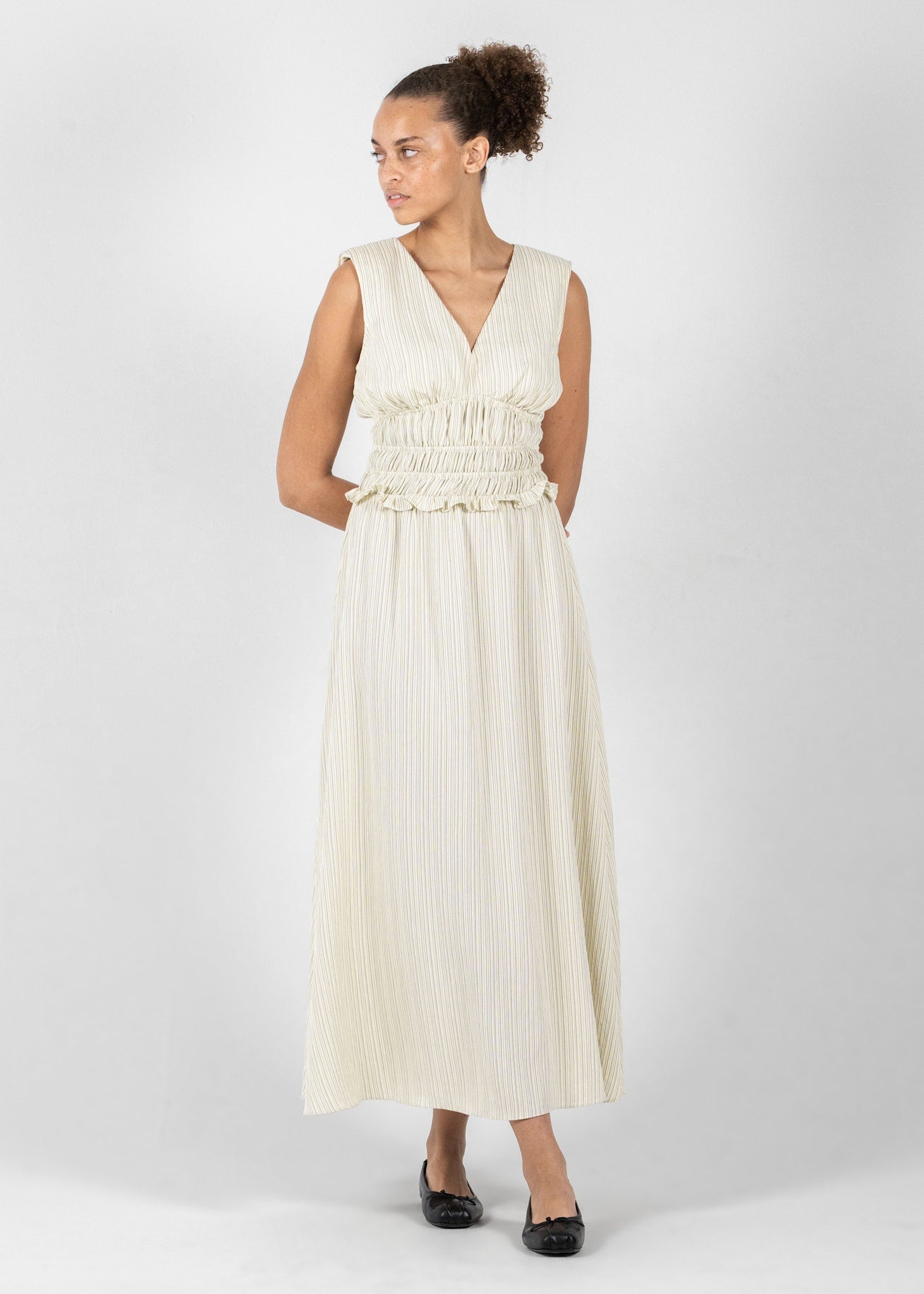smock midi dress 34 Hips color:Blue Yanis Halter Neck Open Back