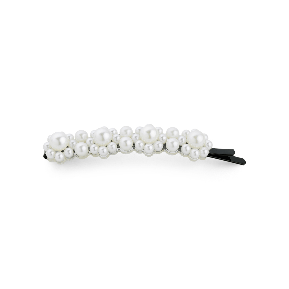 Betty Clip med perler i klassisk hvid og sort finish – SUI AVA