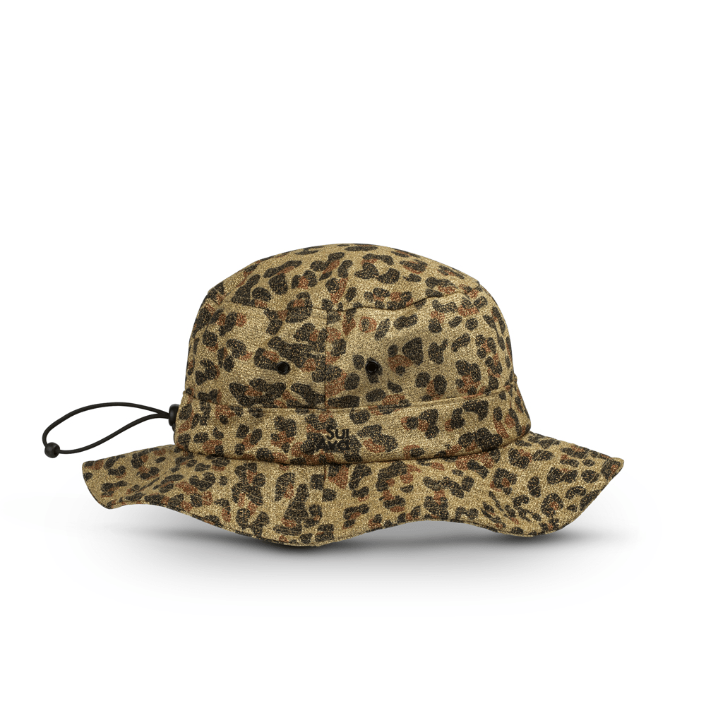 Dolly Glitter Buckethat i leopardmønster med justerbar snor og glimmereffekt