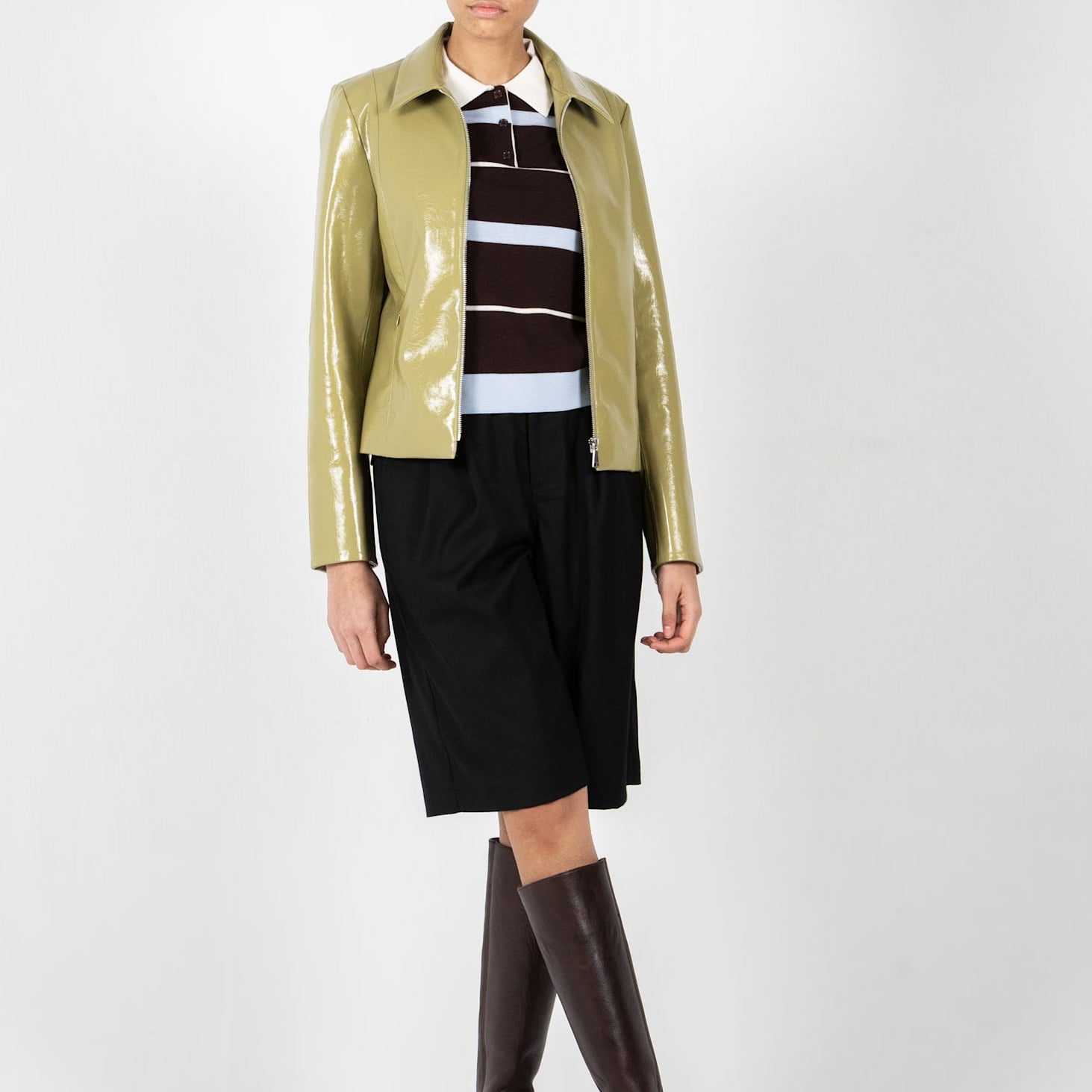 Glossy Zip-Up Jacket