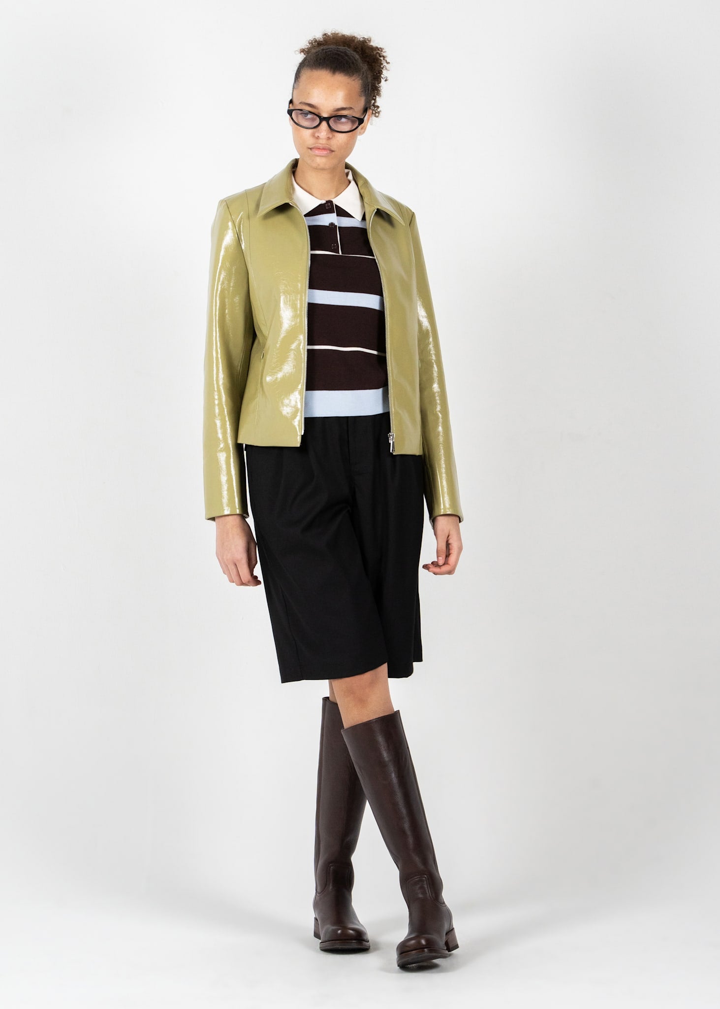 Glossy Zip-Up Jacket