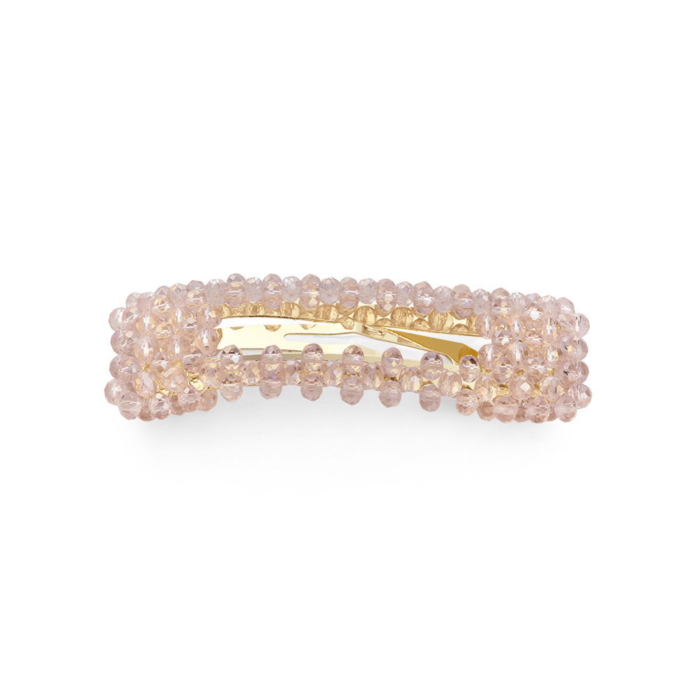 Ingeborg Crystal Clip i rosaguld med glitrende krystaller – elegant hårspænde fra SUI AVA.
