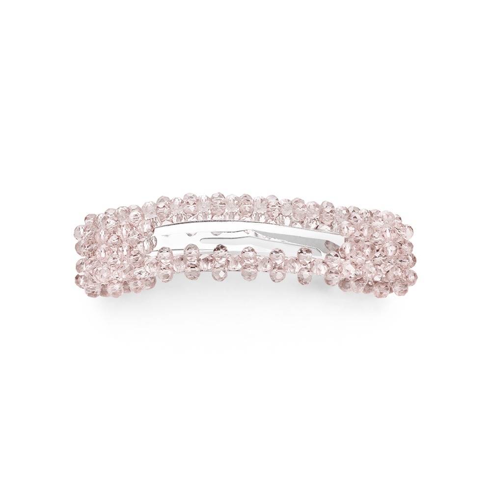 geborg Crystal Clip i rosa med sølvclips og små krystaller – SUI AVA