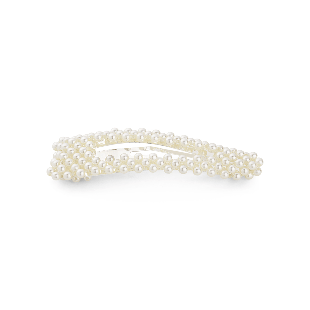 Ingrid Clip i Vintage Silver med elegante perler – feminint hårspænde fra SUI AVA.