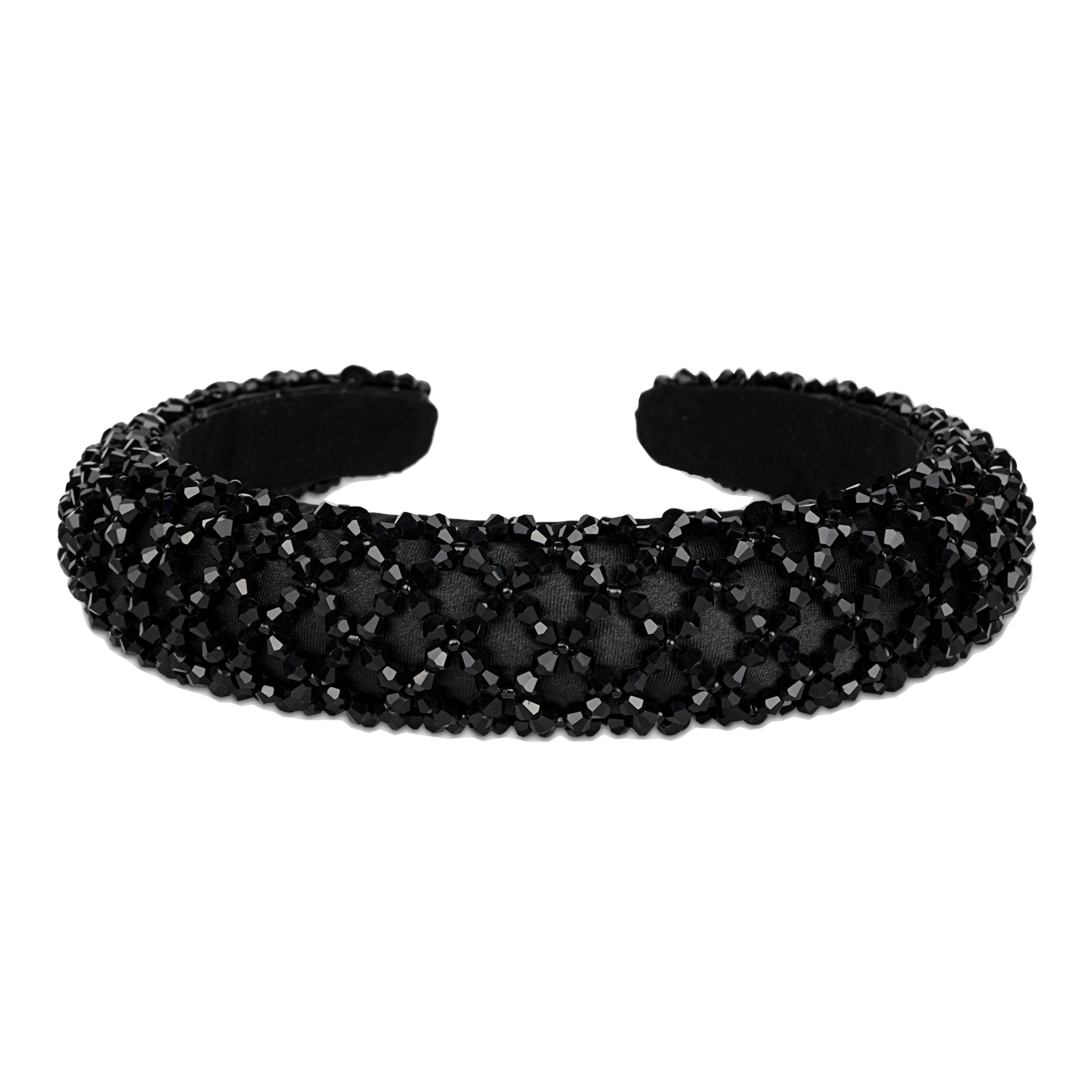 Sort Club Headband fra SUI AVA med dekorative sorte krystaller i mønster