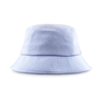 Mariah Seersucker Buckethat – lyseblå bøllehat i let seersucker-bomuld med broderet logo.