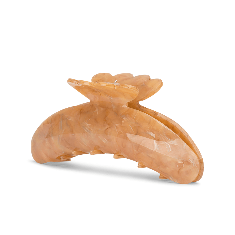 Stor hårklemme i marmoreret karamel – SUI AVA Helle Soft Biggest