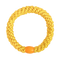Gul spiralformet hårelastik med orange perledetalje fra SUI AVA