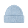 Lyseblå ribstrikket beanie med tone-i-tone SUI AVA logo