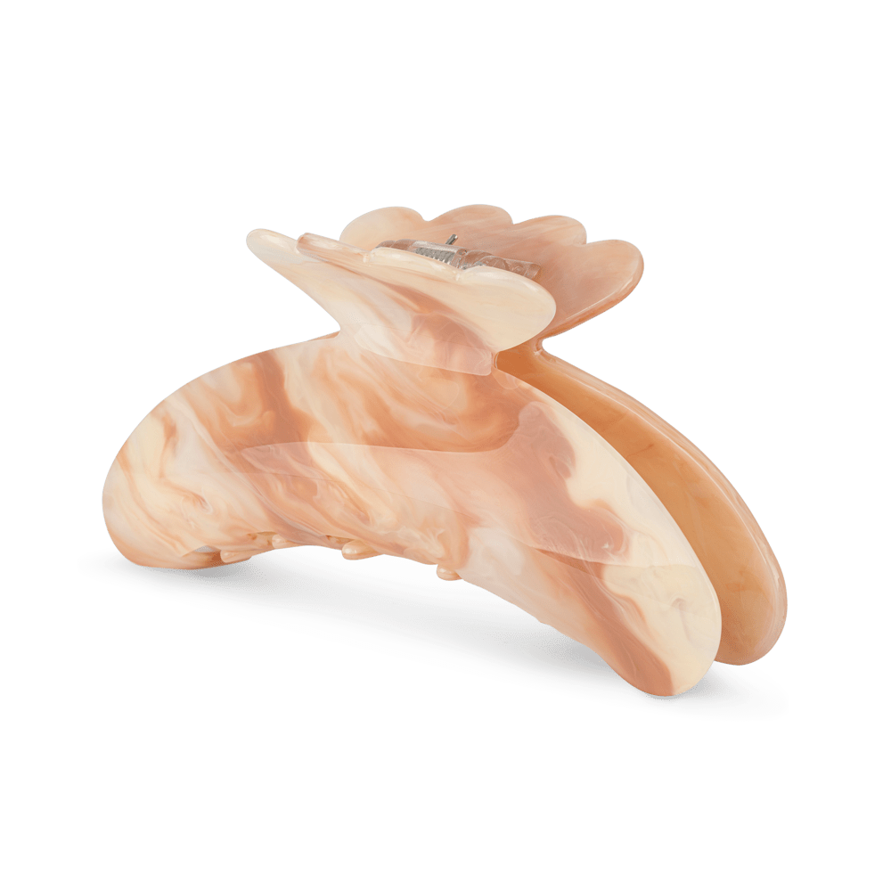 Helle Calm Big hårklemme i marmoreret beige – stor og elegant klemme til opsætning af langt eller kraftigt hår.