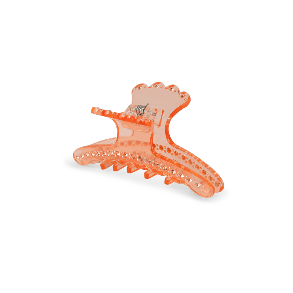 Helen Holly Clip Mini hårklemme i transparent orange med glitrende rhinsten