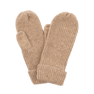 Signe Mittens – camelfarvede vanter i blød strik med rib og logo