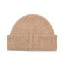 Beige ribstrikket uldhue med opsmøg – Signe Beanie fra SUI AVA