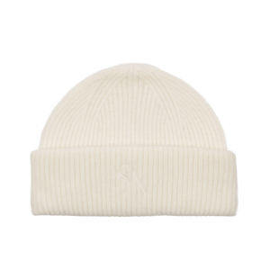 Hvid ribstrikket uldhue – Signe Beanie fra SUI AVA