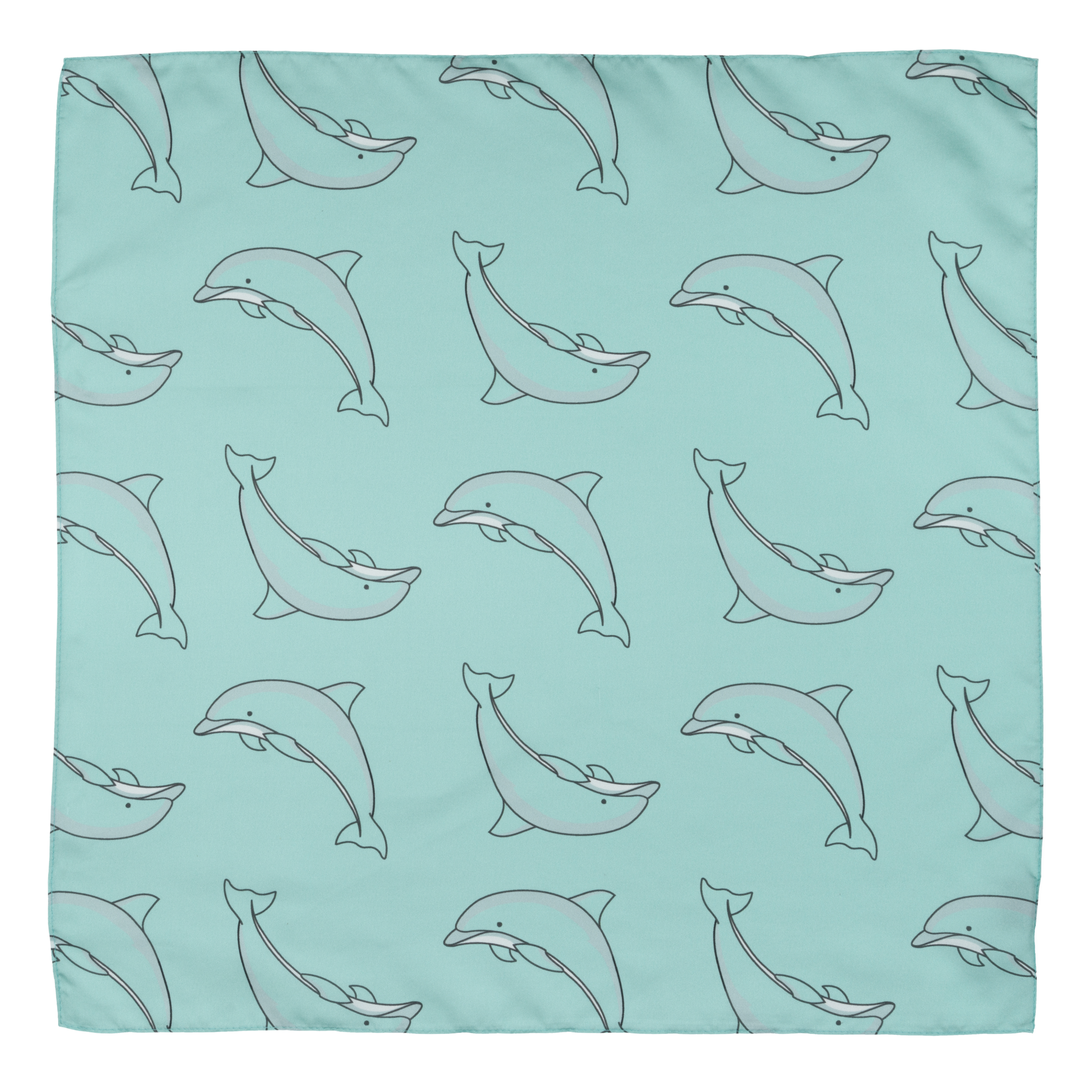 Silketørklæde med legende delfinprint i blå nuancer fra SUI AVA