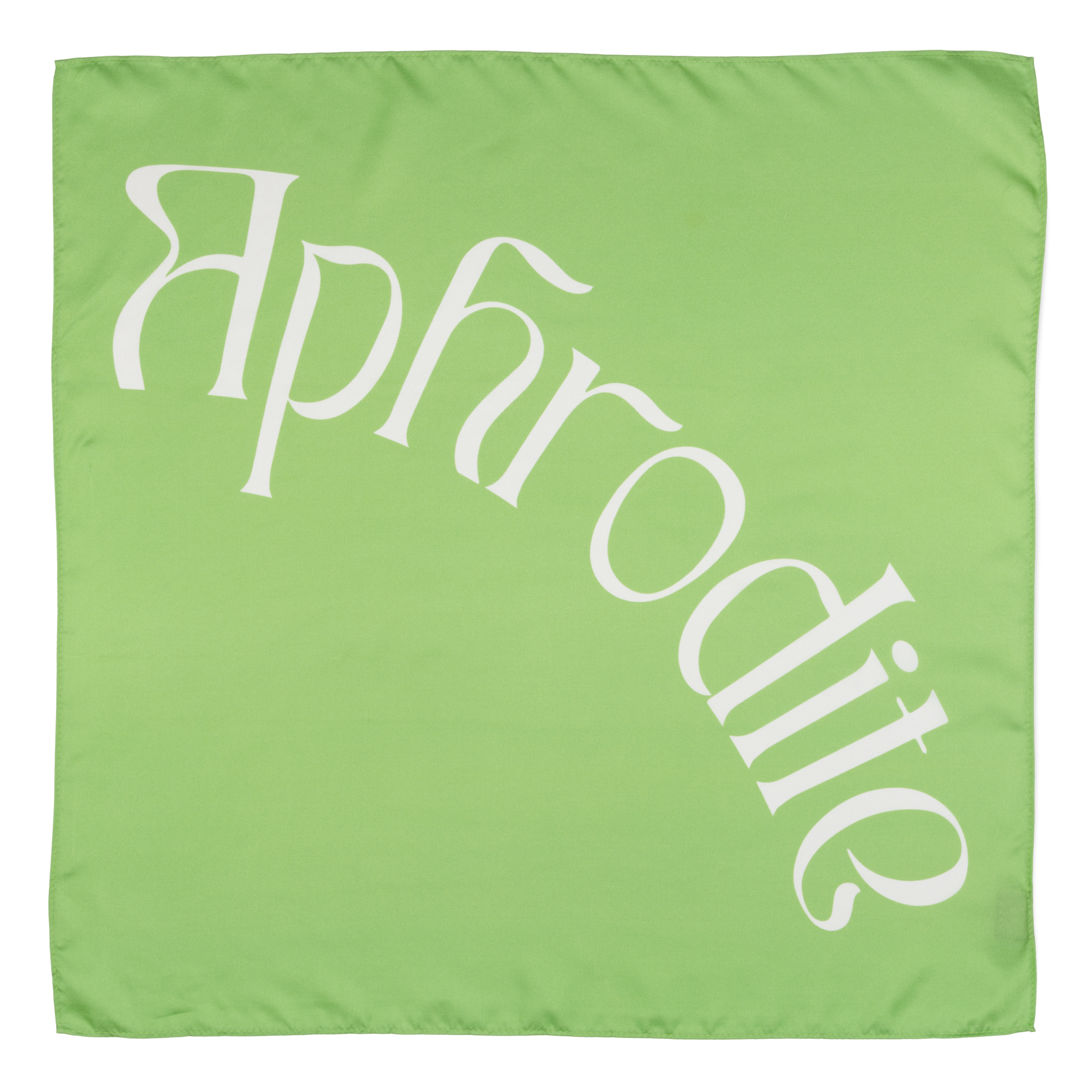 Grønt silketørklæde med hvidt "Aphrodite"-print fra SUI AVA