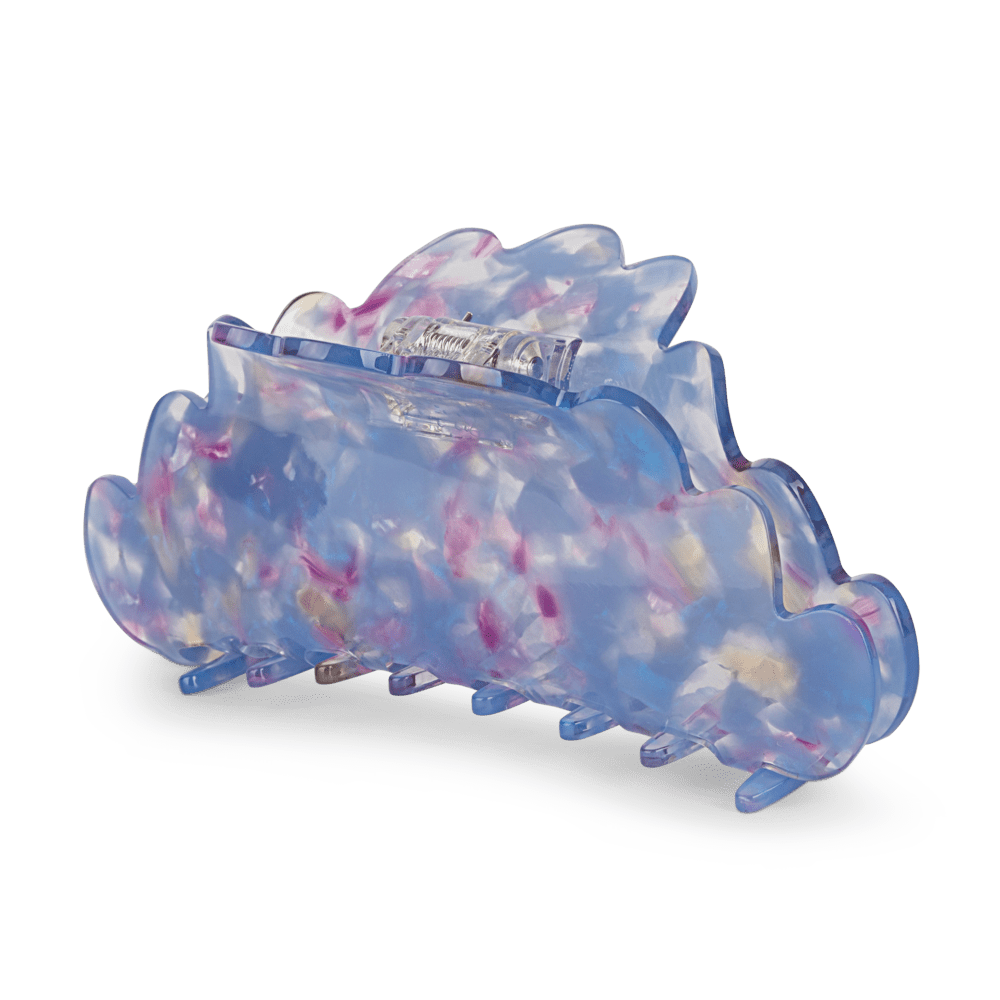 Simone Craving Big hårklemme fra SUI AVA i blå og rosa perlemorseffekt med bølget kant