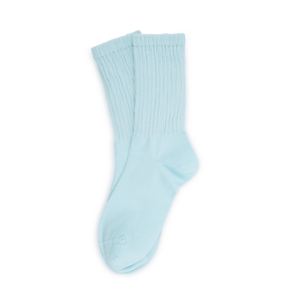 Lyseblå Magda Socks – ribstrikkede bomuldsstrømper i cool blå farve