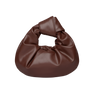 Brun Nelly Knot Bag med knudedetalje og blød, afrundet form.