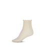 Emma Ankle Socks i cremehvid med blondemønster og bølget kant