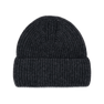 Mørkegrå cashmere beanie i ribstrik med bred fold – klassisk og varm hue i 100% cashmere