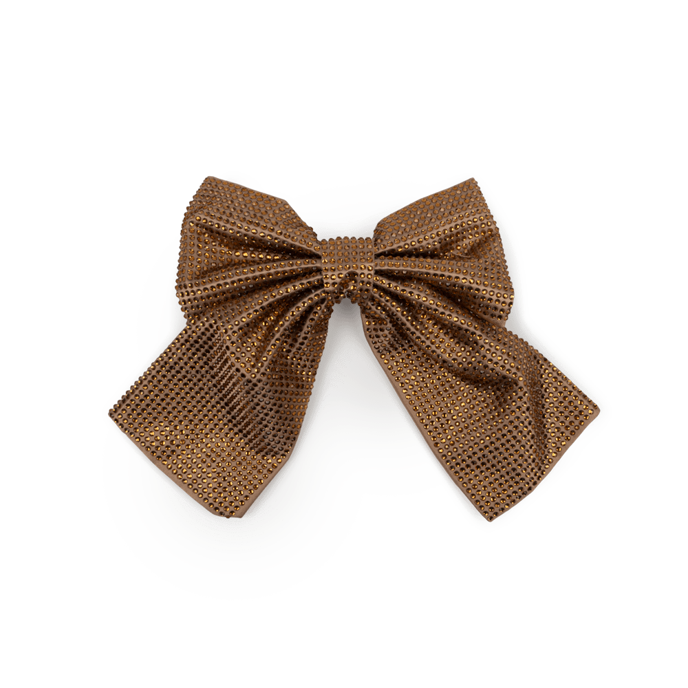 Stor hårsløjfe i gylden farve med krystaller – Kelly Crystal Bow fra SUI AVA