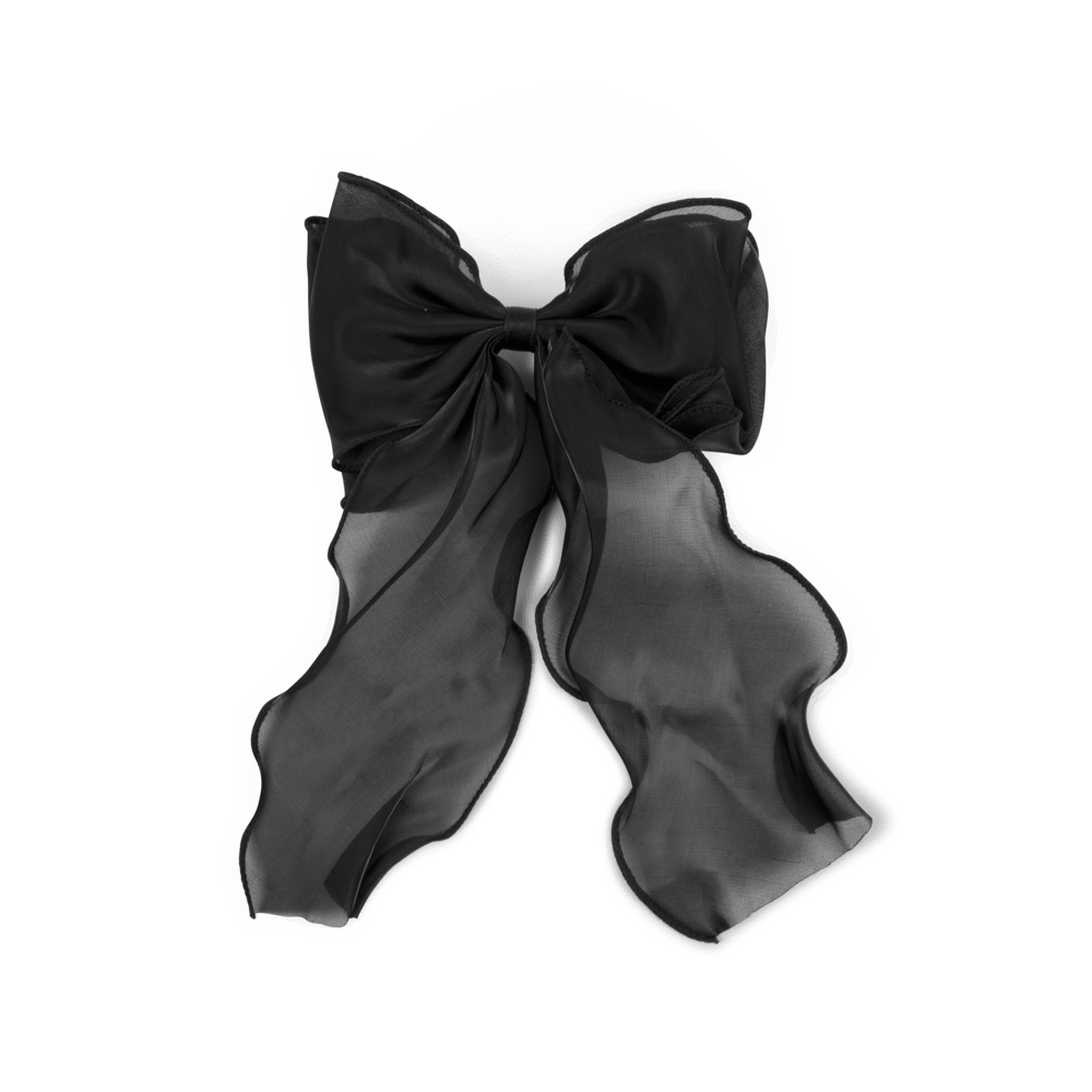 Sort hårsløjfe med langt fald og klemme – Holly Bow fra SUI AVA