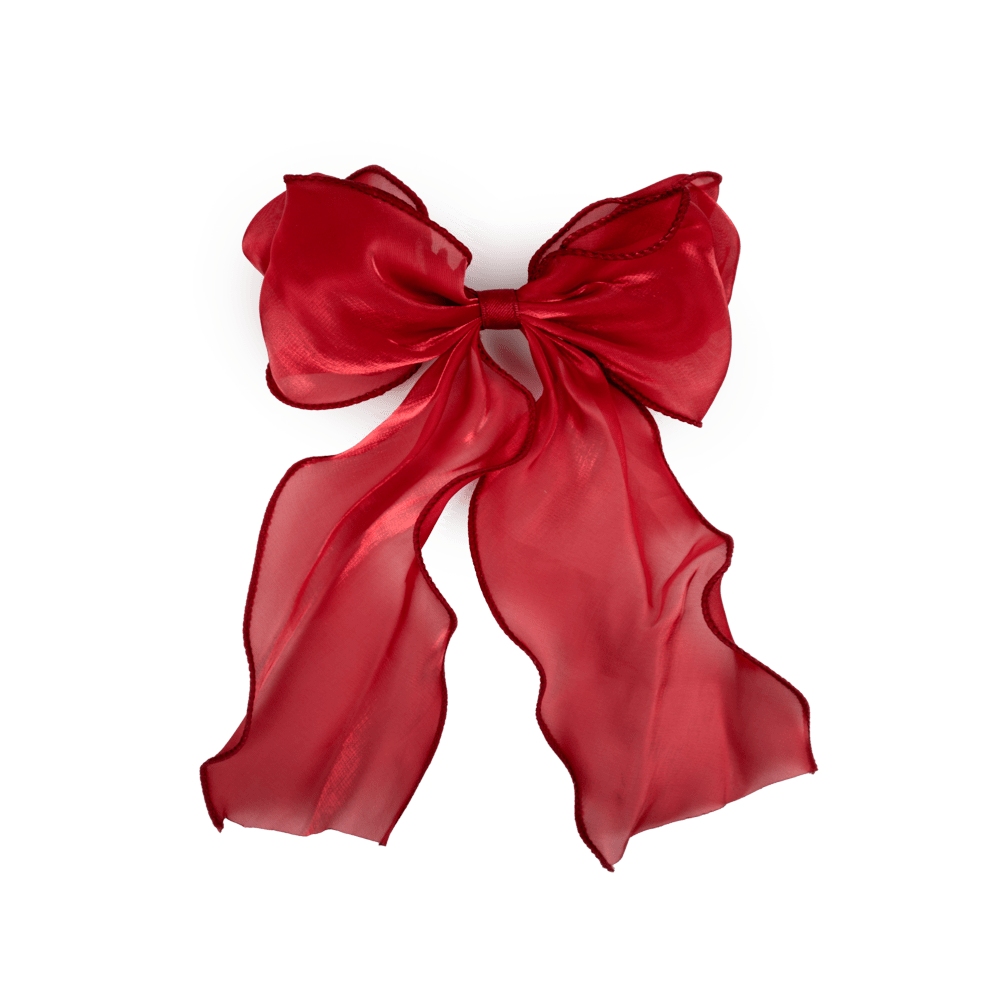 Rød hårsløjfe med langt fald og klemme – Holly Bow fra SUI AVA