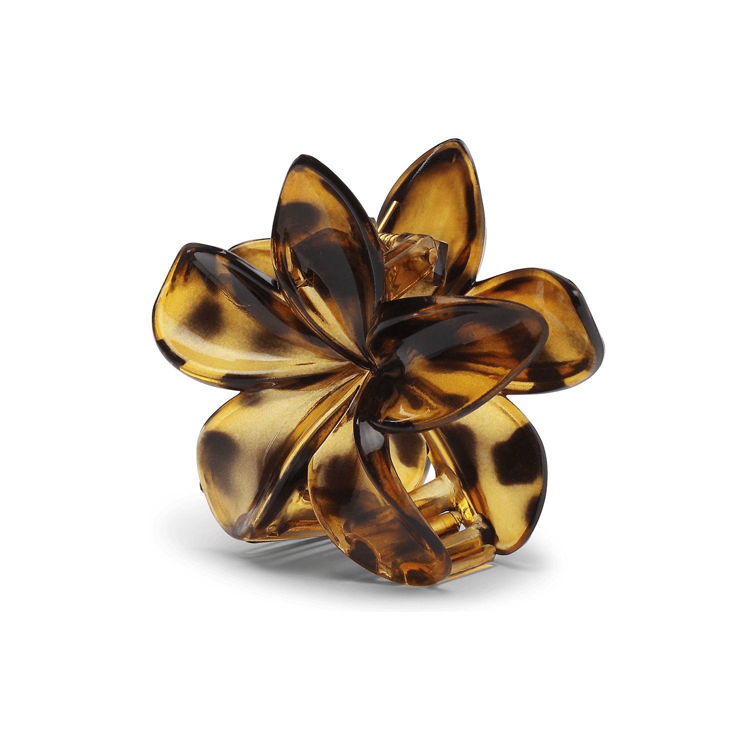 Plumeria Clarity Big fra SUI AVA – stor hårklemme med leopardprint og blomstermotiv, perfekt til at tilføje et trendy og unikt touch til dine frisurer.