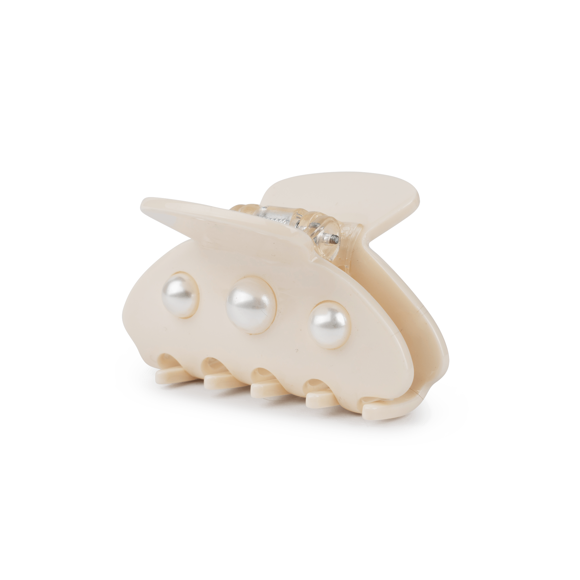 Ida Pearly Mini fra SUI AVA – lille hårklemme i lys nuance med perledetaljer, perfekt til at give dine frisurer et feminint og elegant løft.