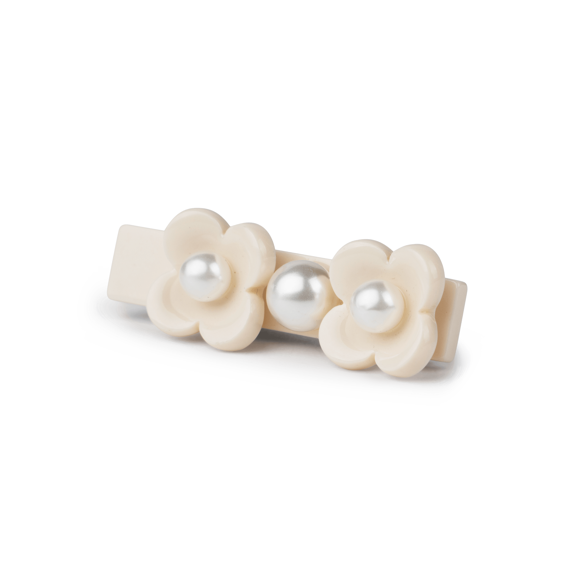 Flower Pearly Clip fra SUI AVA – elegant hårclip i en lys nuance med blomster- og perledetaljer, perfekt til at tilføje et sofistikeret og feminint touch til dine frisurer.