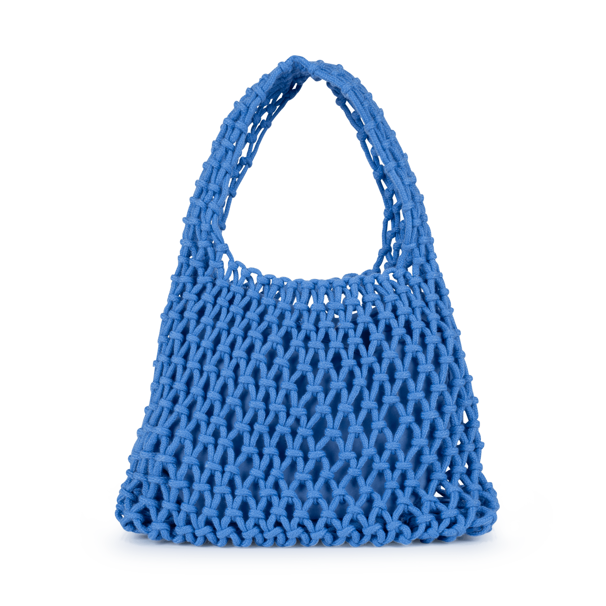 Frisk din sommergarderobe op med Occasion Bag i blå fra SUI AVA. En let og trendy net-taske, perfekt til alt fra strandture til hverdagsbrug.