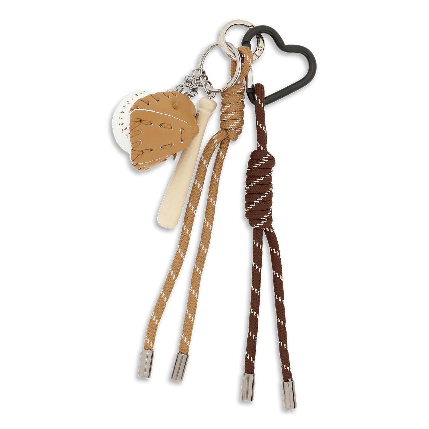 Baseball Bag Charm – beige taskevedhæng med bat, bold og handske.