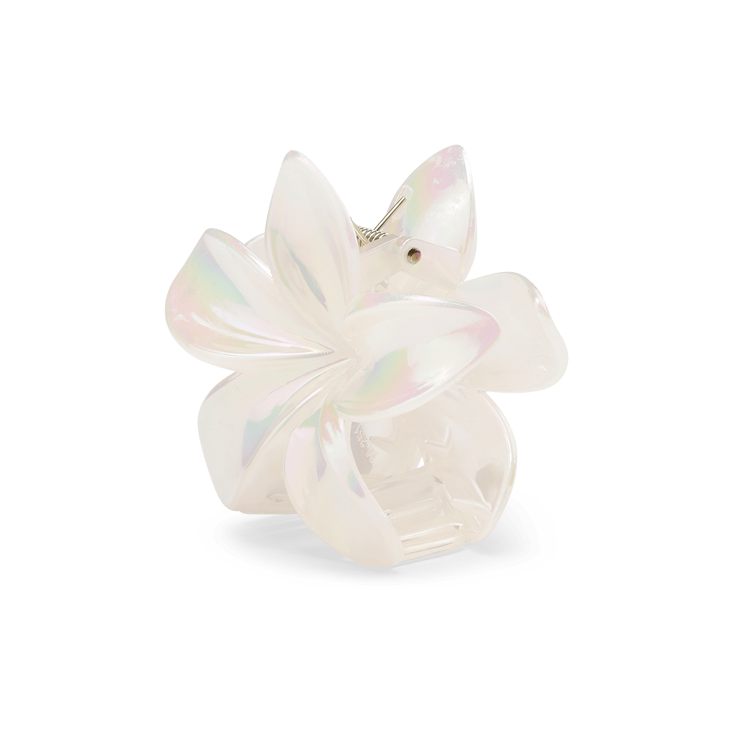 Plumeria Pastel Big – stor hårklemme i Bright White med blomsterform og pastelfinish.