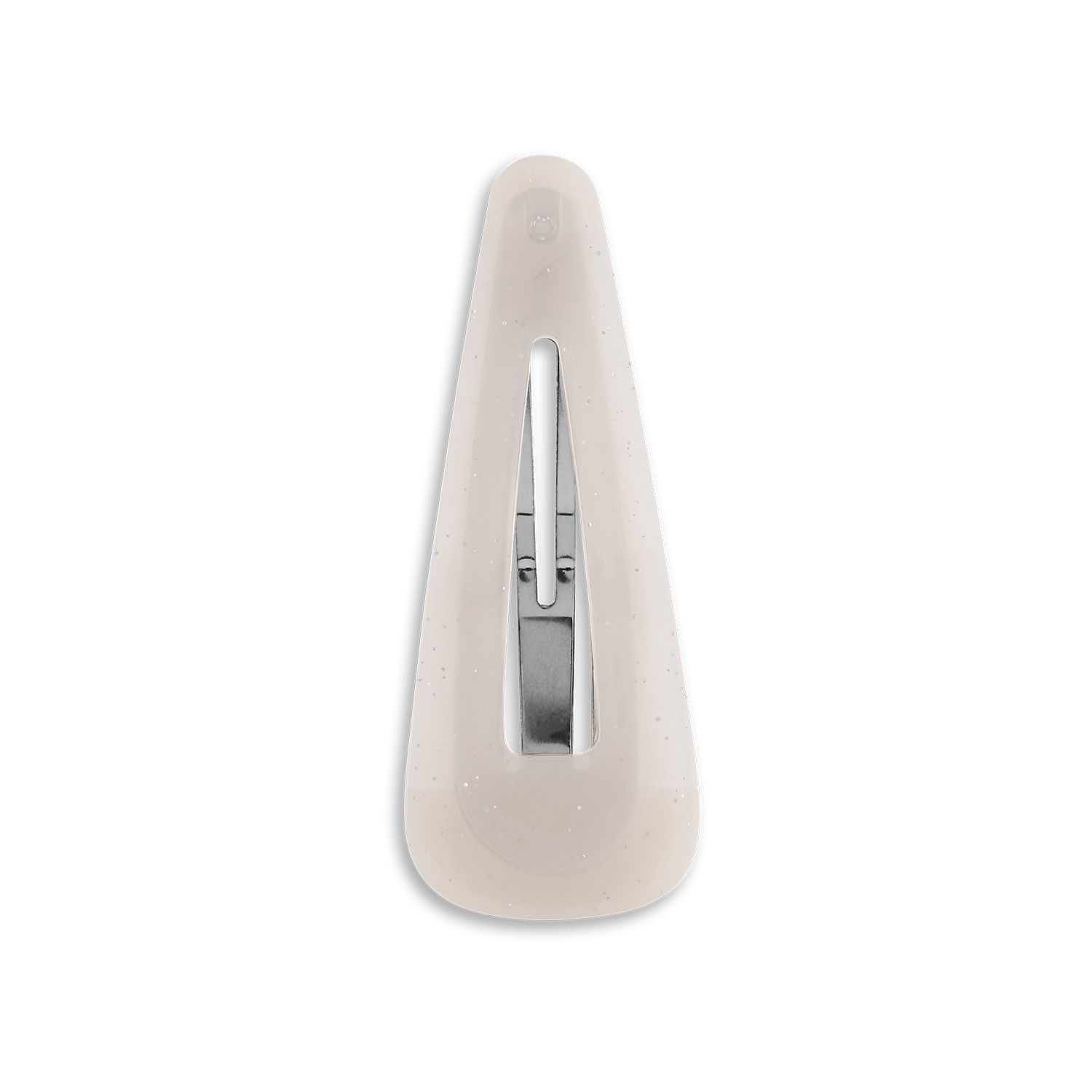 Pastel Buckle Clip – cremefarvet hårspænde med glitrende finish og stilrent design.