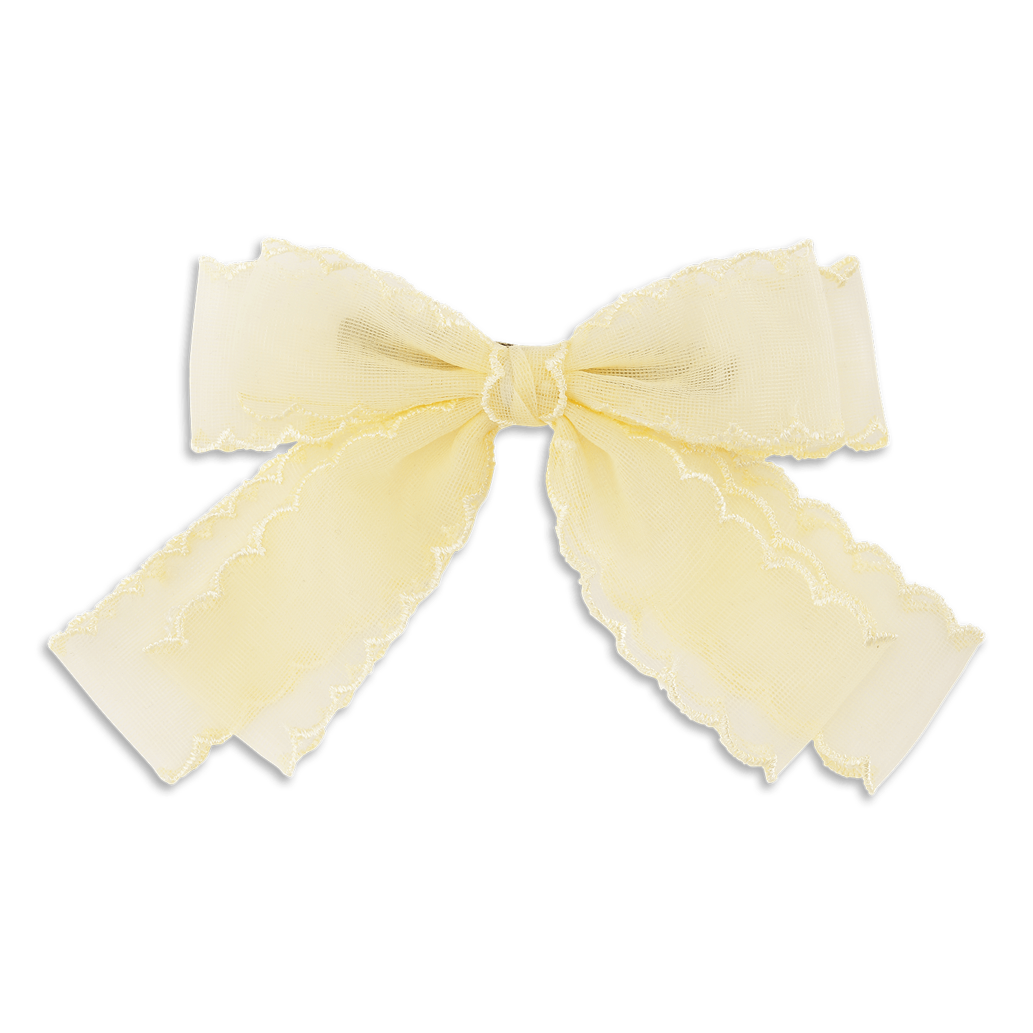 Double Lace Bow – gul hårsløjfe i blonder fra Pastel Picnic 25 med elegant design.