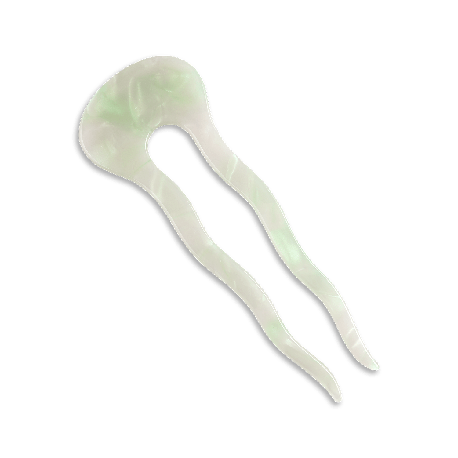 Marble Pin – grøn hårnål med marmoreffekt og stilrent design.