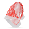 Checkered Headband – Rød hårbøjle med fastgjort tørklæde og hvide plisserede detaljer.