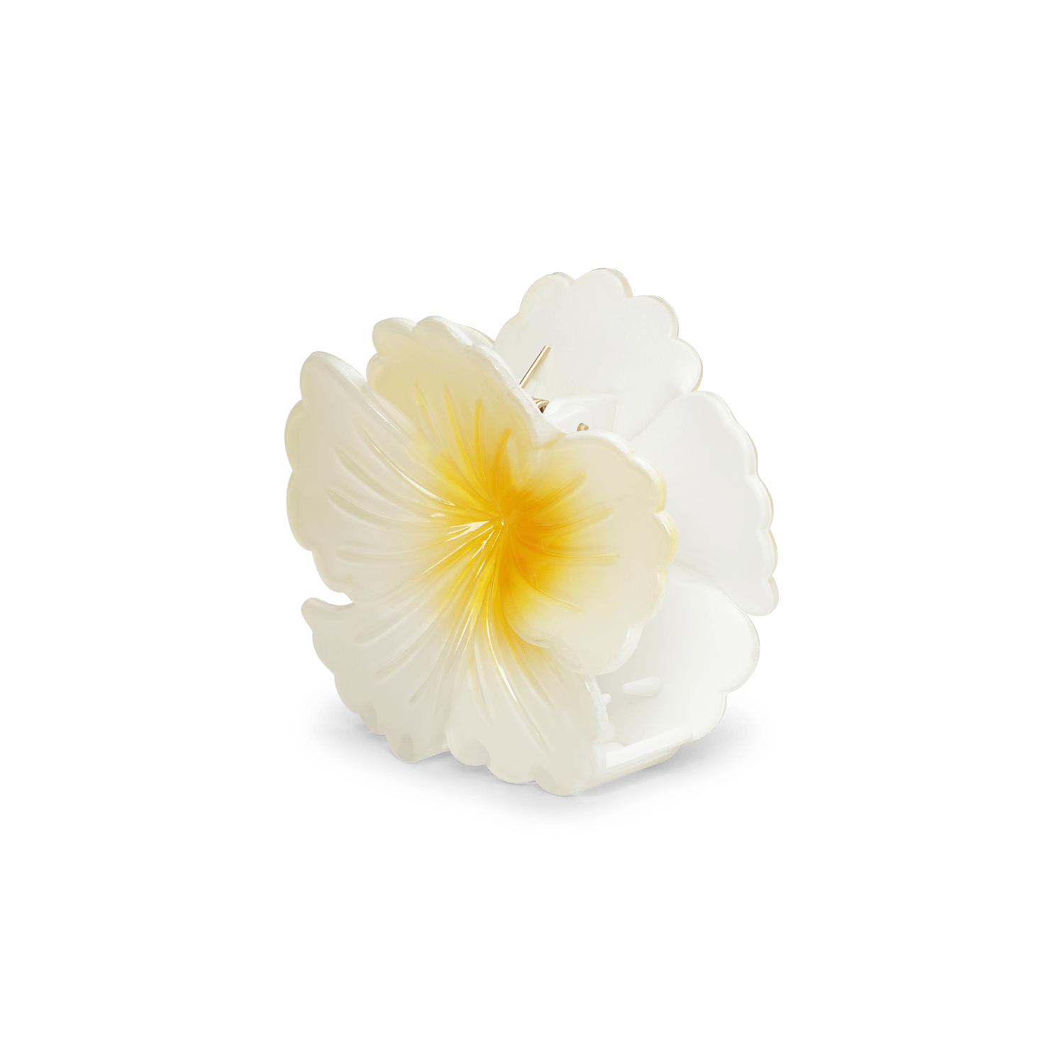 Stor hårklemme formet som en hvid blomst med gul midte - Hawaii Flower Big fra SUI AVA