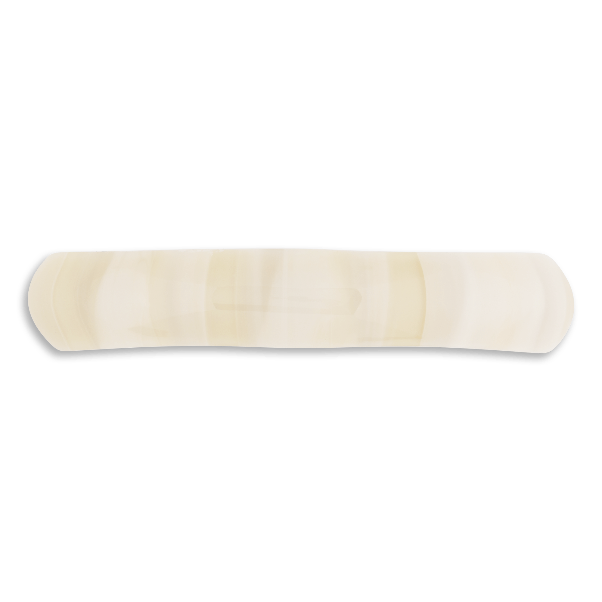 Curved Bone Clip i beigefarvet acetat med buet form og sølvspænde