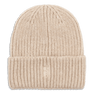 SUI AVA Brenda Beanie – beige strikhue i blød, ribbet kvalitet.