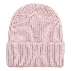 SUI AVA Brenda Beanie – lyserød strikhue i blød, ribbet kvalitet.