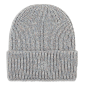 SUI AVA Brenda Beanie – gråmeleret strikhue i blød, ribbet kvalitet.