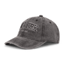 Washed black baseball cap med buet skygge og broderet NEW YORK EST. 1625-logo
