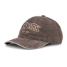 Brun baseball cap med vasket finish og broderet “NEW YORK EST. 1625” foran