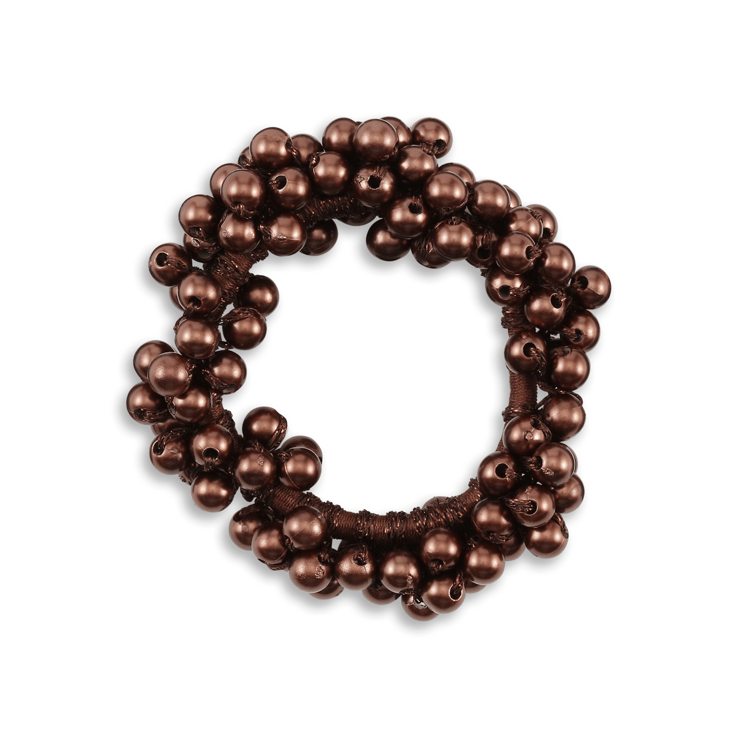 Brun hårelastik med perler fra SUI AVA – Classic Pearl Elastic
