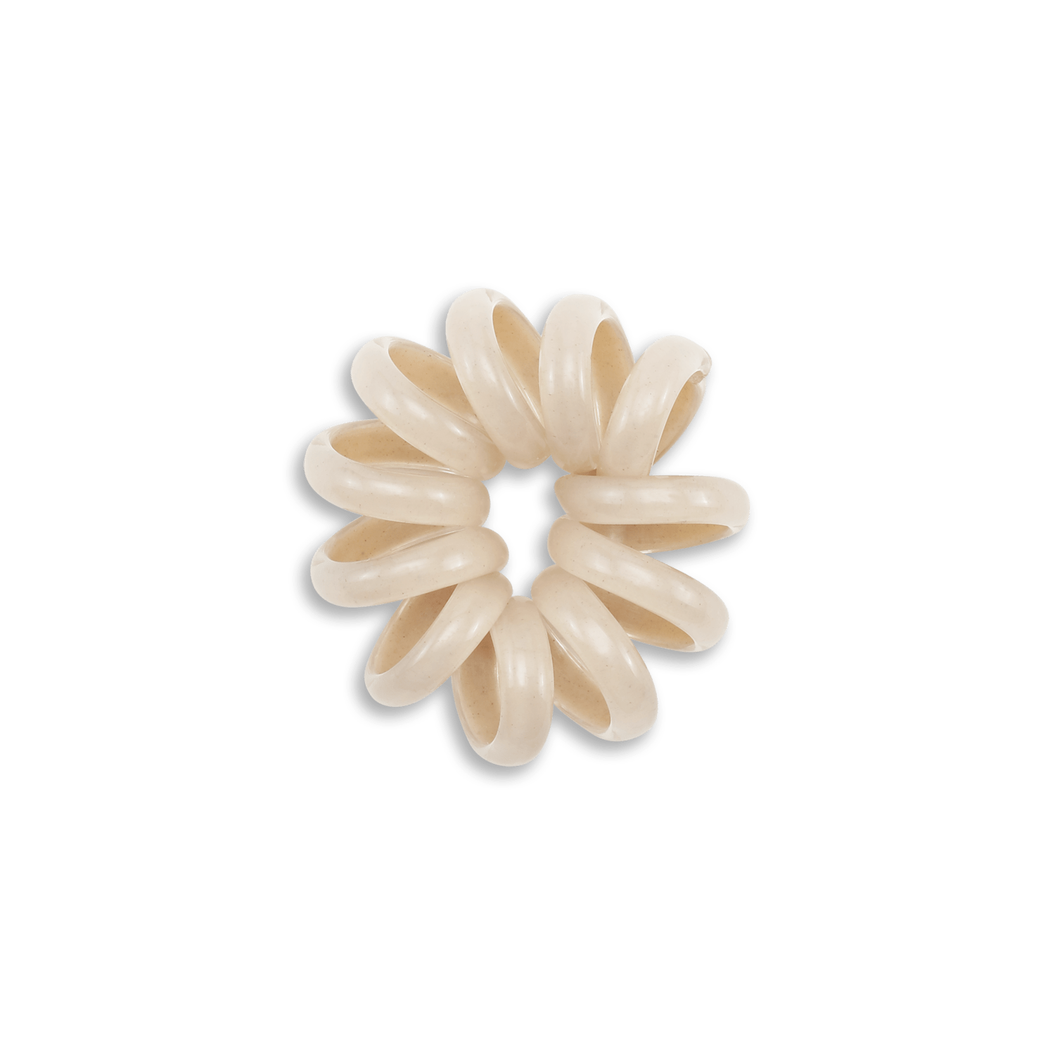 Spiralformet hårelastik i perlemorsfarve fra SUI AVA.