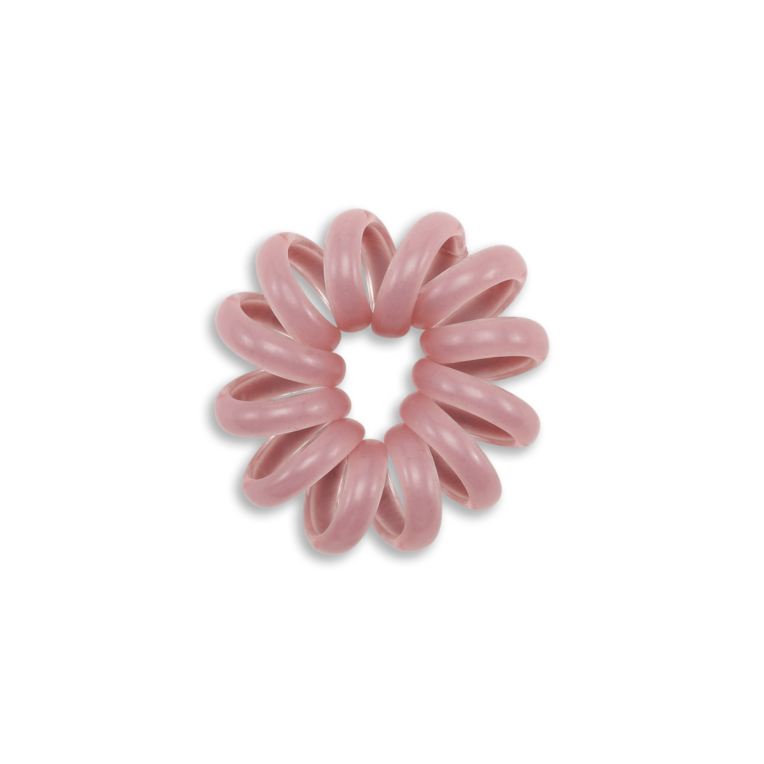 Lyserød spiralformet hårelastik i glansfuldt plast