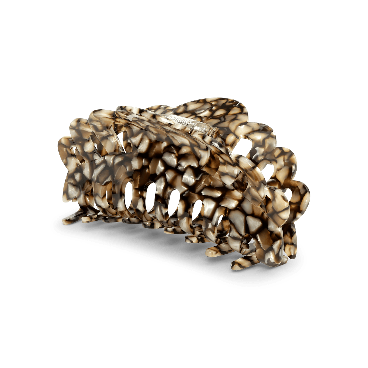 Stor hårklemme i marmoreret beige og sort mønster – Emma Peppermint Pop Giga fra SUI AVA