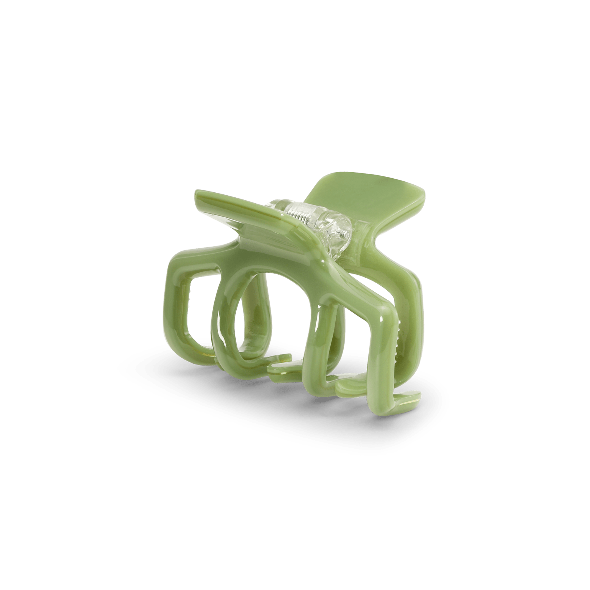 Mini hårklemme i lysegrøn med åbent, grafisk design – Josie Candlelight Mini fra SUI AVA.